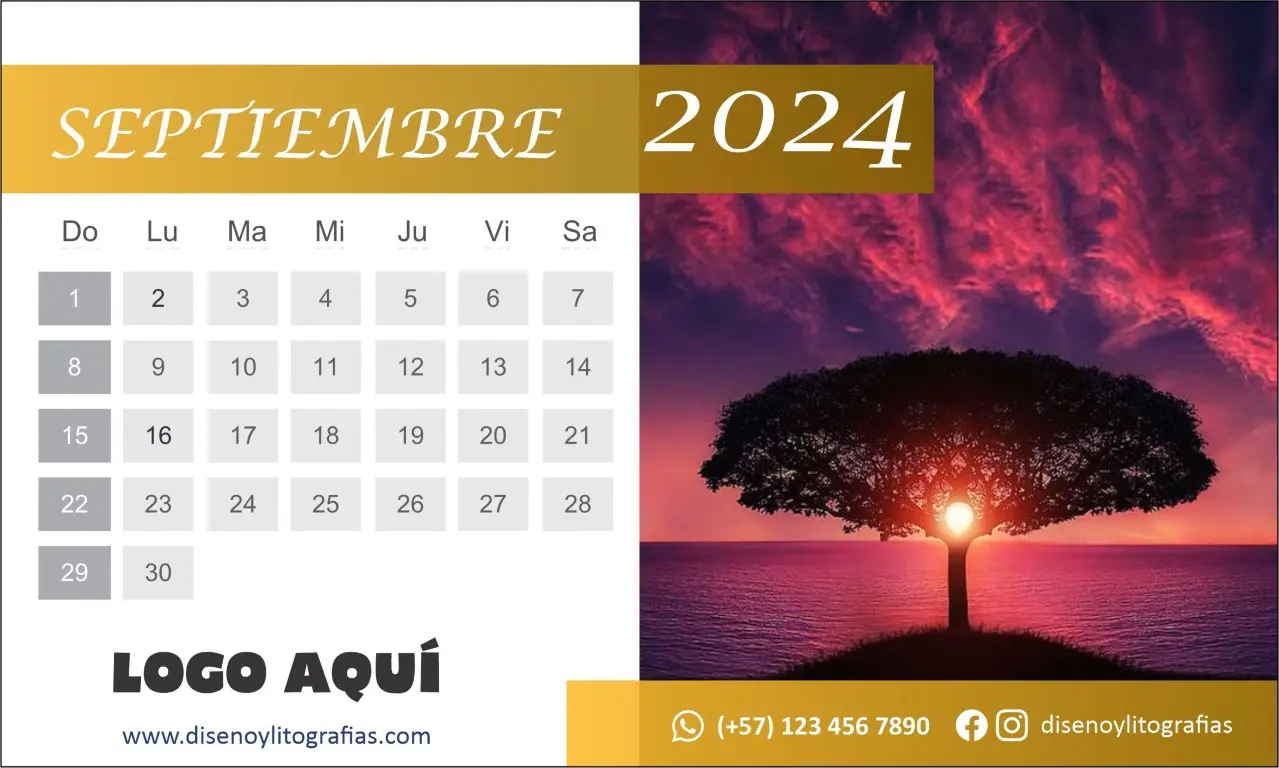 Diseño de calendario 2024 con el mes de septiembre