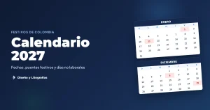 Recibos de Caja 7 Calendario 2027 con festivos de Colombia