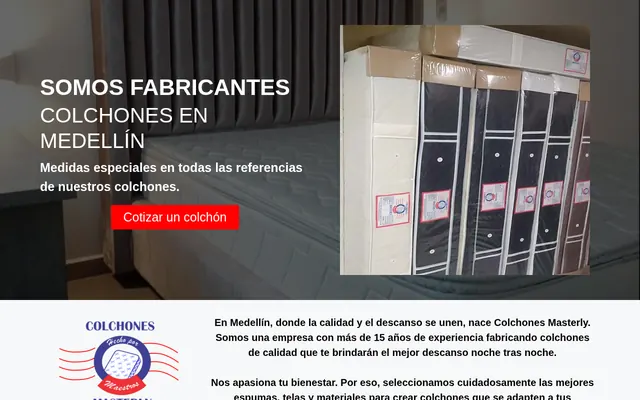 Página web de Colchones Masterly diseñada en Medellín