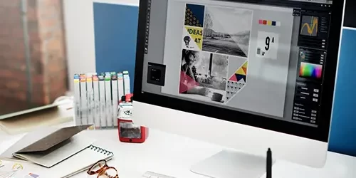 pantalla con diseño gráfico